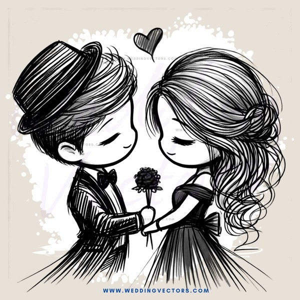 a boy and girl with flowers
