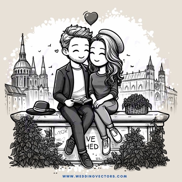 lovebirds sitting on wall and reading book