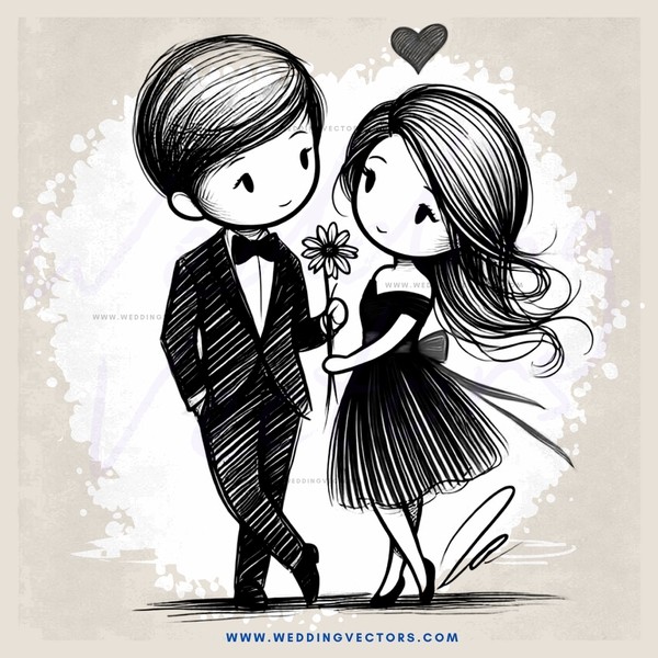cartoon couple posing for picture