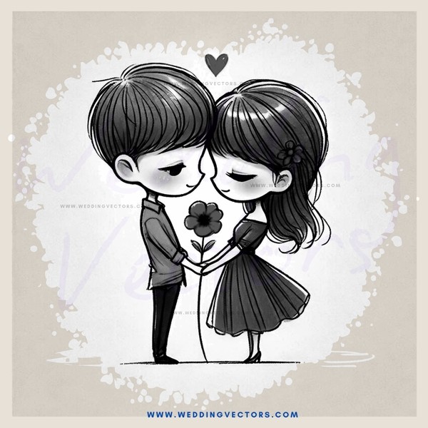 two lovers holding a flower