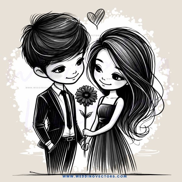 a boy and girl holding flowers and hugging