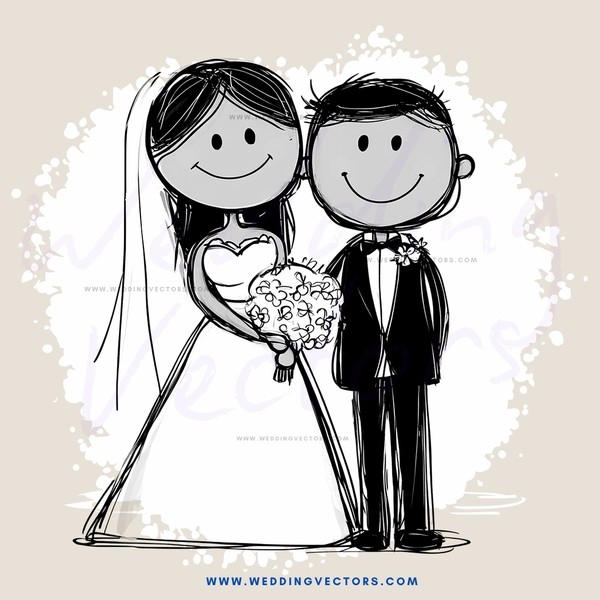 a bride and groom with flowers in their hands