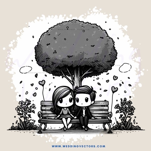 couple sitting on bench under tree
