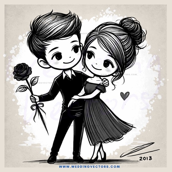 a couple in black and white illustration from 2013