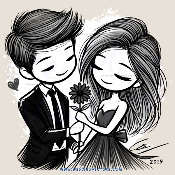 a young couple in black and white