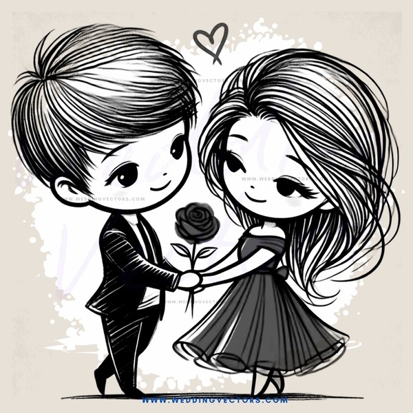 boy and girl holding rose