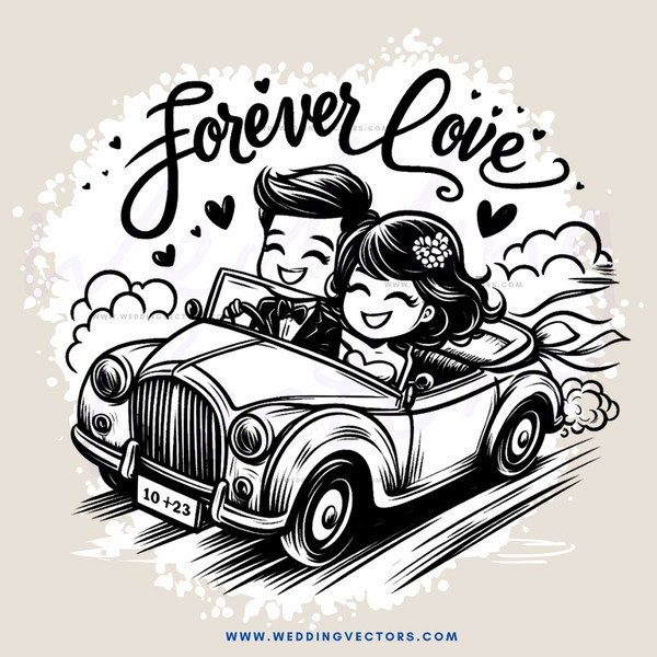 picture with two people in car and words at top