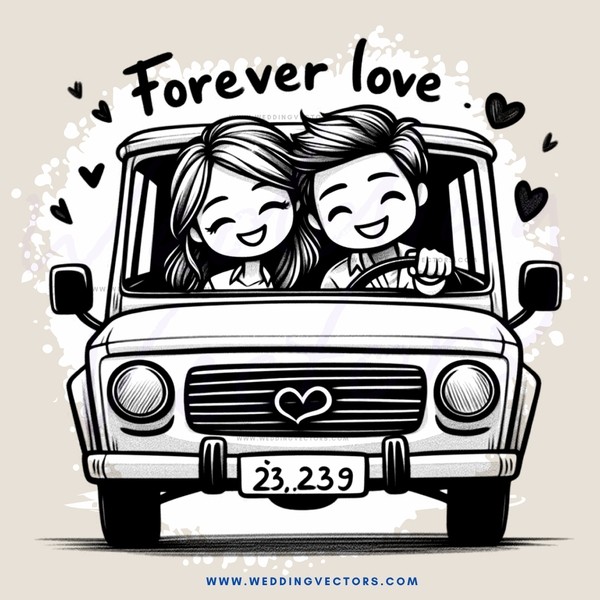 forever love couple in a car
