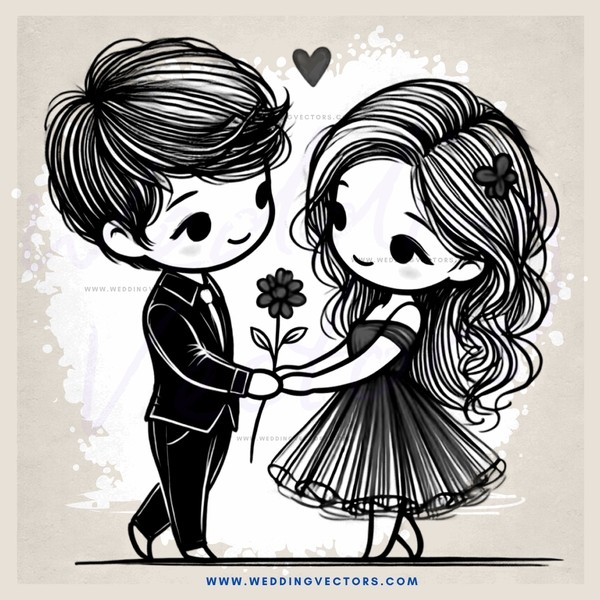 boy and girl holding flower