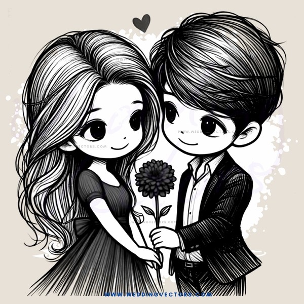 a boy and girl holding flowers