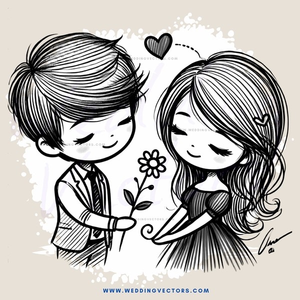 a boy and girl sharing a rose
