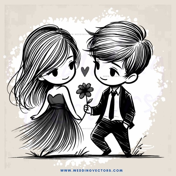 boy and girl holding flower