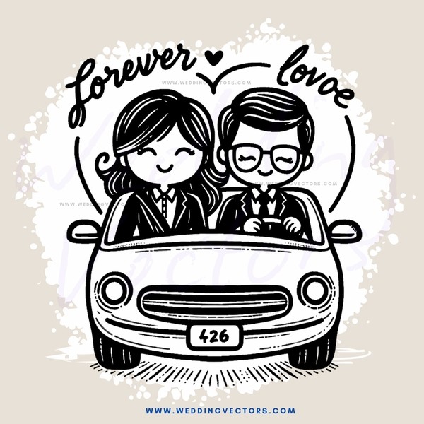 a man and woman in a car, text over them reads "forever love"