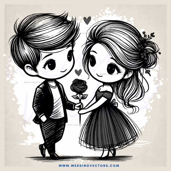 boy and girl holding rose