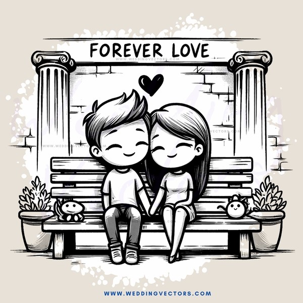 couple sitting on bench with loving gesture