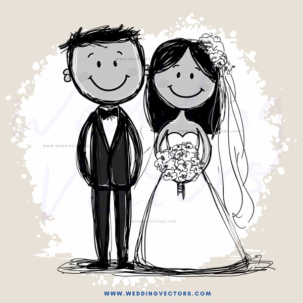 couple in wedding suits