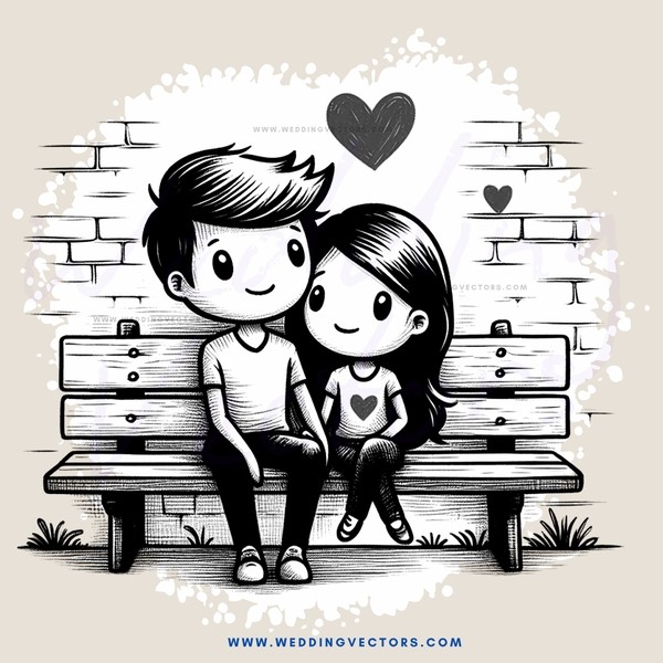 a boy and girl sitting on a bench