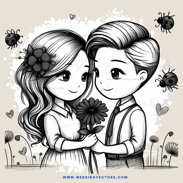 boy and girl holding flowers near each other