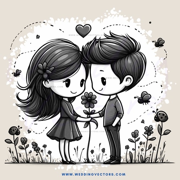 couple in garden holding flower