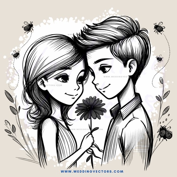 the boy and girl are holding each other