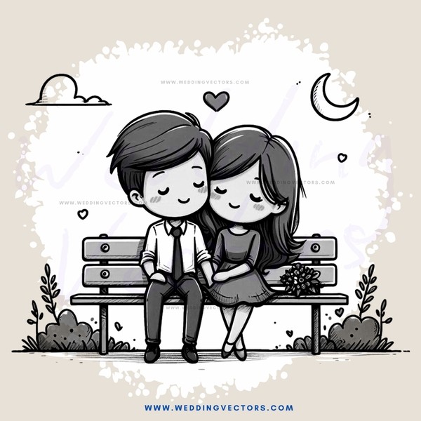 a couple on a bench with plants in front of them