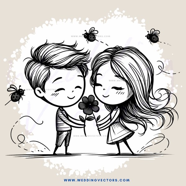 two people holding hands and flowers