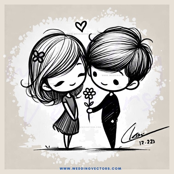 boy and girl holding flowers