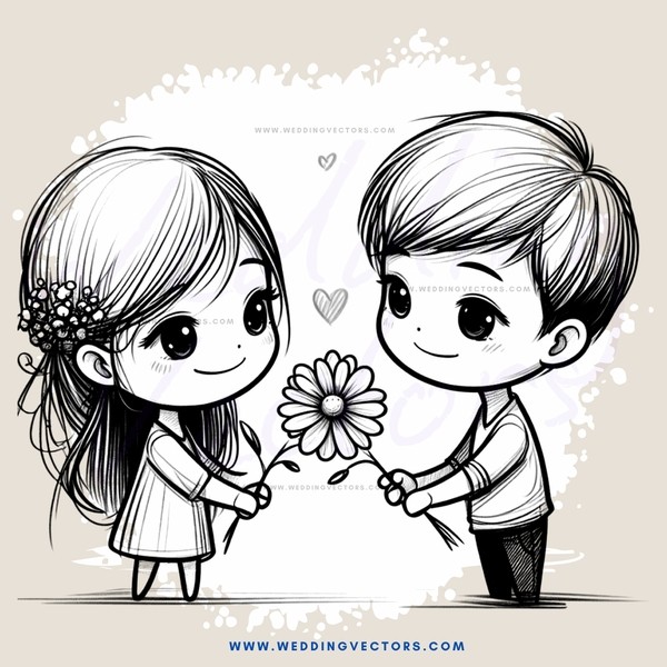 boy and girl holding flower together