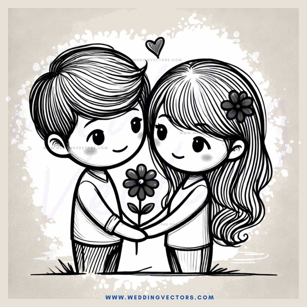 boy and girl holding flowers
