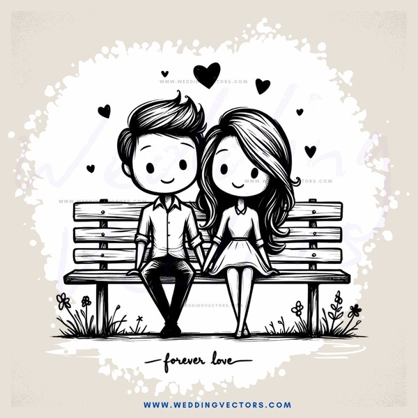 a romantic couple on a bench