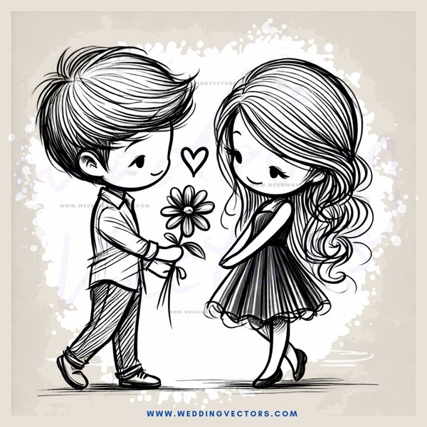 boy and girl sharing a flower