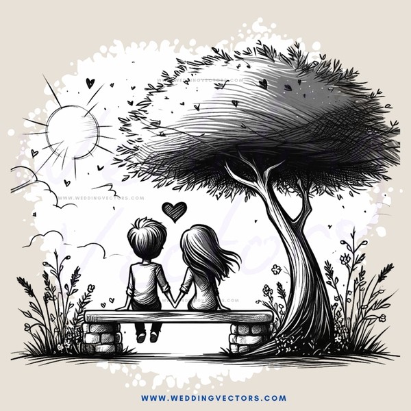 couple under tree on bench
