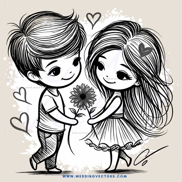 boy and girl holding flower