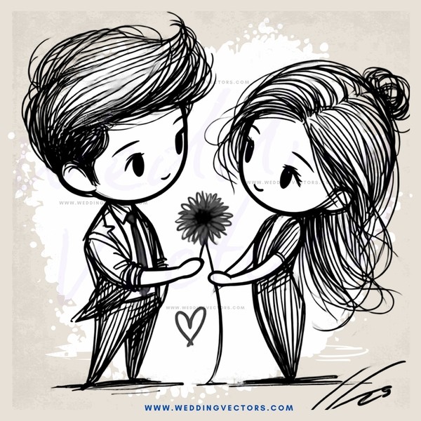 love and friendship in cartoon style