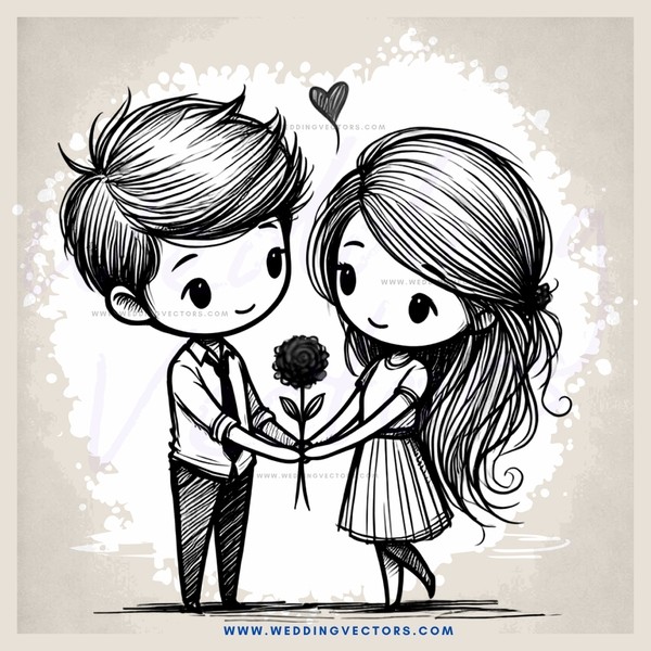 boy and girl holding flower together