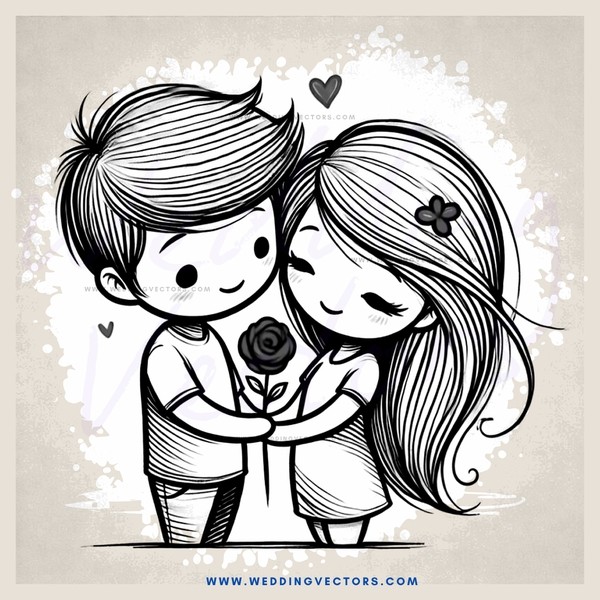 lovers embrace in sketch art