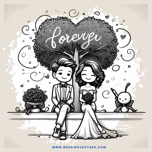 the two people sit beneath a tree and exchange rings