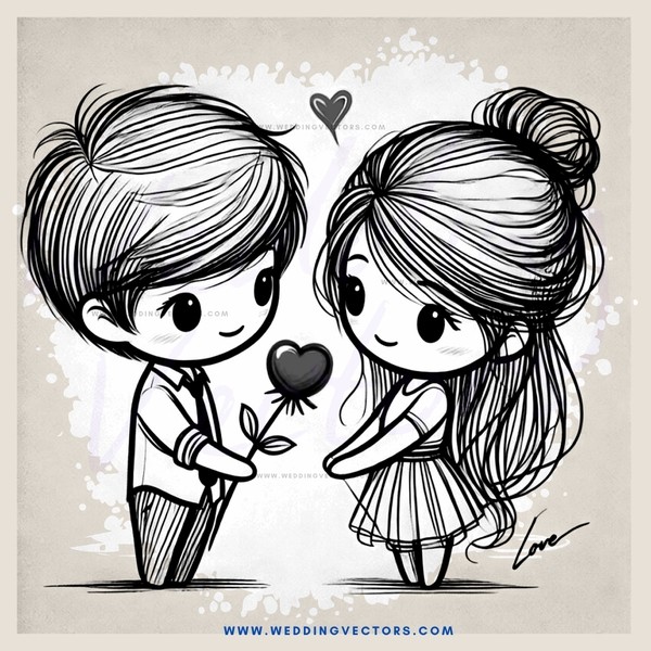 boy and girl with heart drawn around it