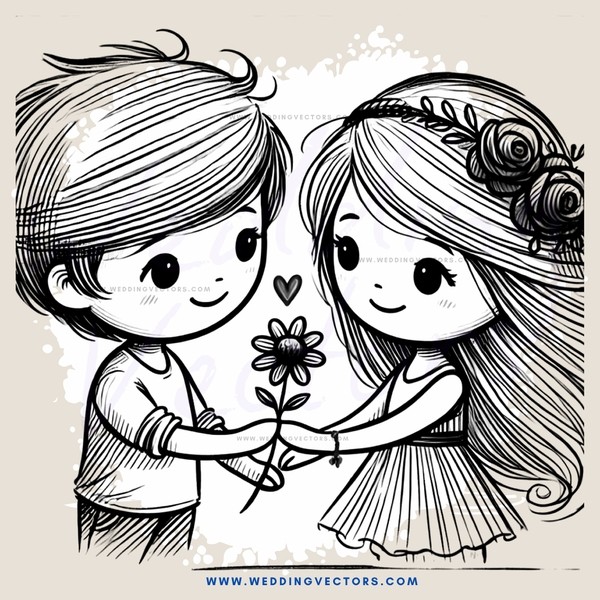 boy and girl flower gardening poses