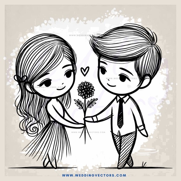 lovers' kiss and flower