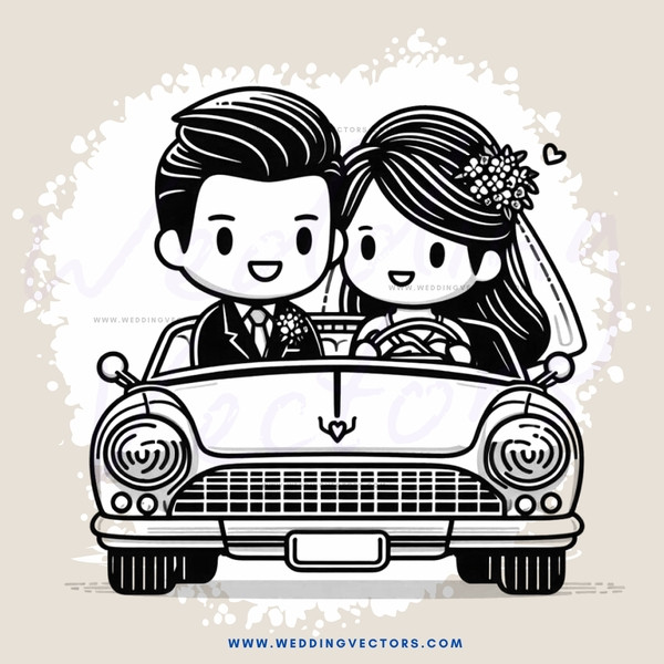 groom and bride ride in a carriage!
