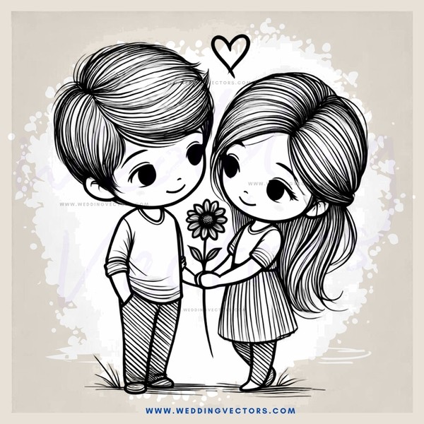 two kids posing for a picture with flowers and heart