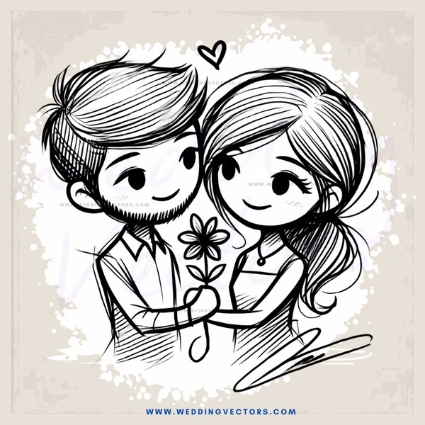 a couple holding hands and a flower