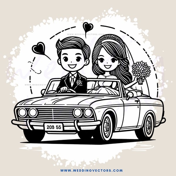 a happy couple in a car