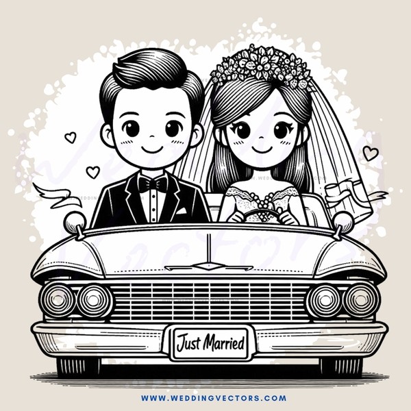 just married caricature