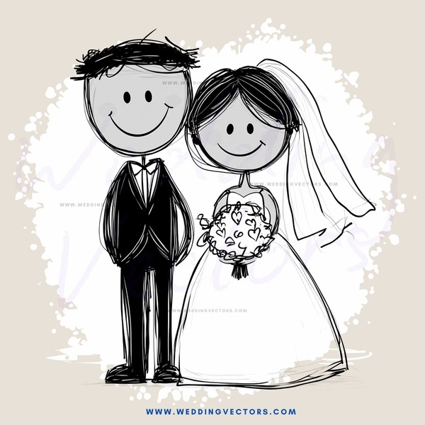 a black and white wedding illustration