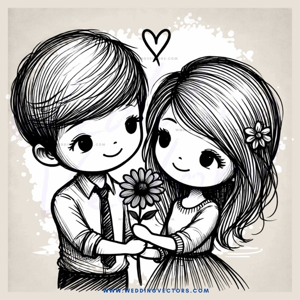 boy and girl holding flower together
