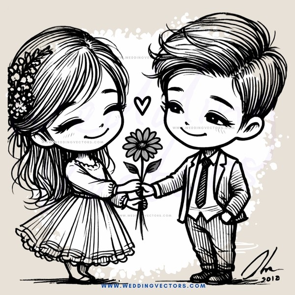 a couple holding hands and flowers