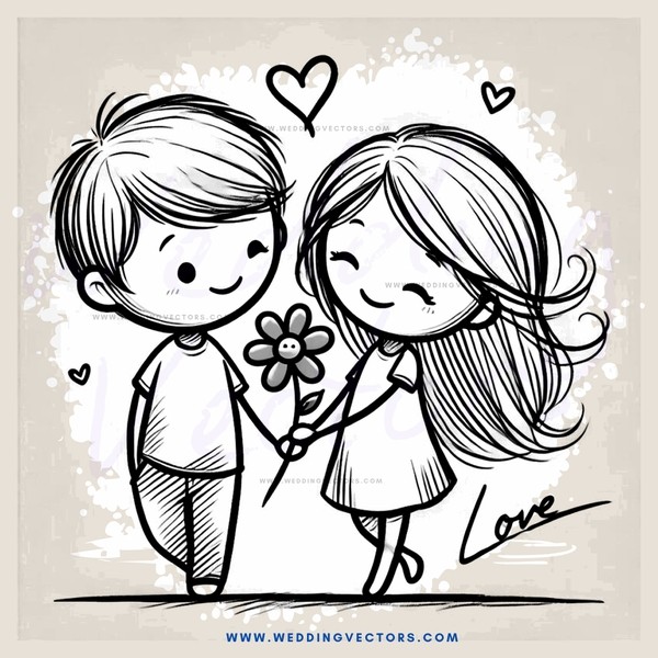 a boy and girl hugging with love in their hearts