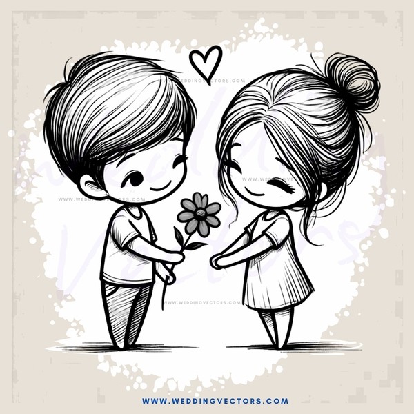 boy and girl with flower